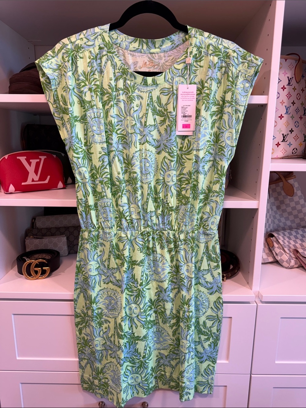 Lilly Pulitzer Green and Light Blue Tropical Sunprint Dress